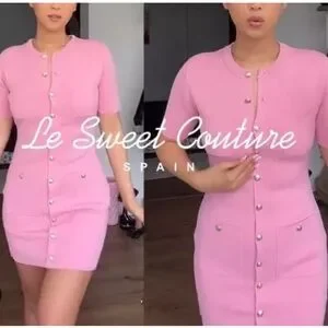 まぁみ♡さん★新品未使用★Pink Rules knit dress ZARA NEW WOMAN STRAPPY KNIT MINI DRESS WITH PEARL BEADS PINK